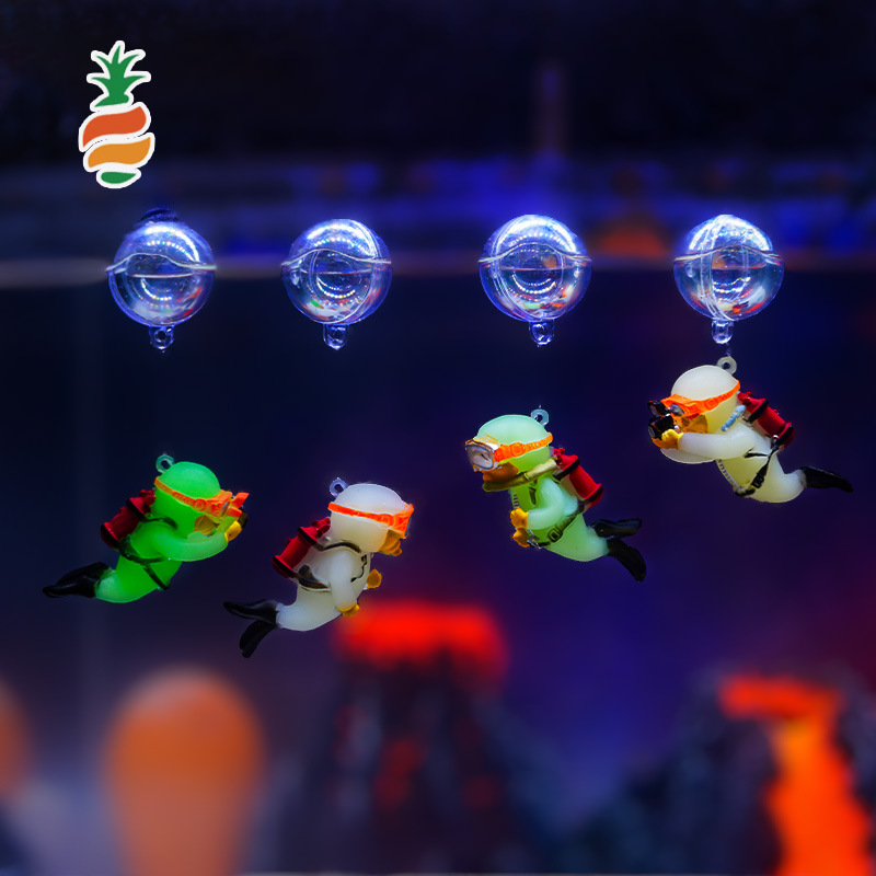 Azul grasa buzo acuario colgante pecera paisaje decoración pequeña decoración sumergido flotante buzo