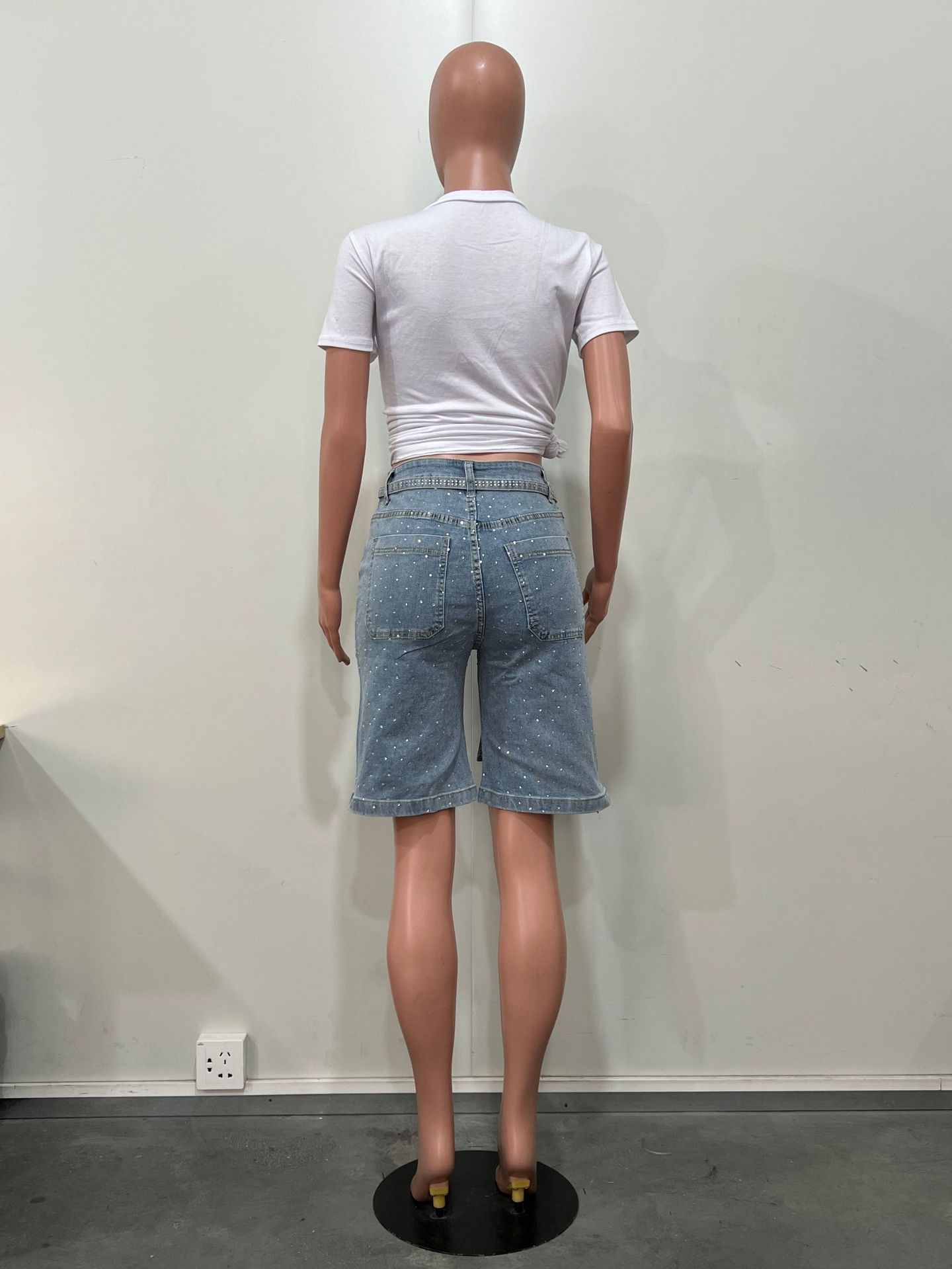 Damen Jeans Mit Strassgürtel Und Pünktchenmuster Weiter Schnitt_voghion.com