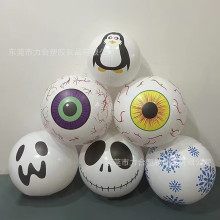 现货PVC充气眼睛发光球幽灵万圣节浮动泳池LED灯大眼怪发光变色球