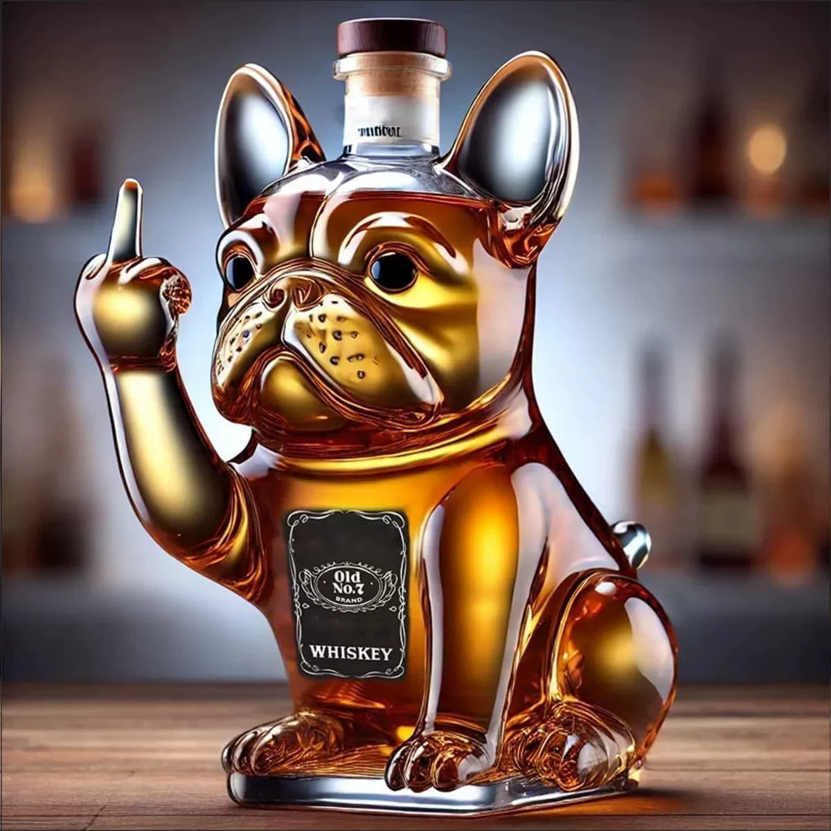 Граница Funny French Bulldog Whiskey Bottle Funny French Bulldog Whiskey Bottle