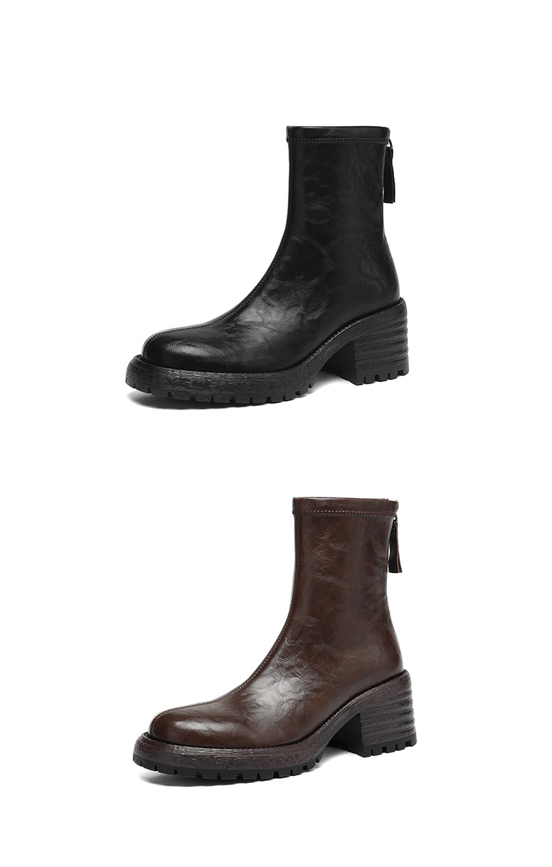 CHIKO Crescent Round Toe Block Heels Ankle Boots | Women Shoes