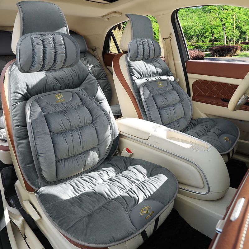 汽车坐垫毛绒冬季保暖单片加绒冬天座垫短毛绒后排加厚三件套坐垫