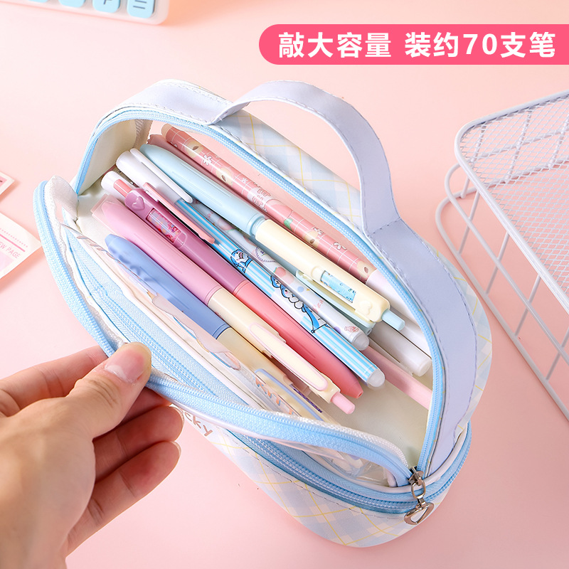 Caso de lápiz de gran capacidad de dibujos animados estudiante al por mayor caja de lápiz Portátil Bolsa de almacenamiento lindo simple bolsa de cosméticos caja de papelería