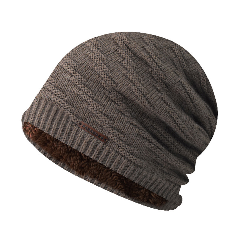Invierno forrado de lana caliente hombres al aire libre sombrero de lana bordado conjunto sombrero de punto de lana forrado sombrero de invierno image 9