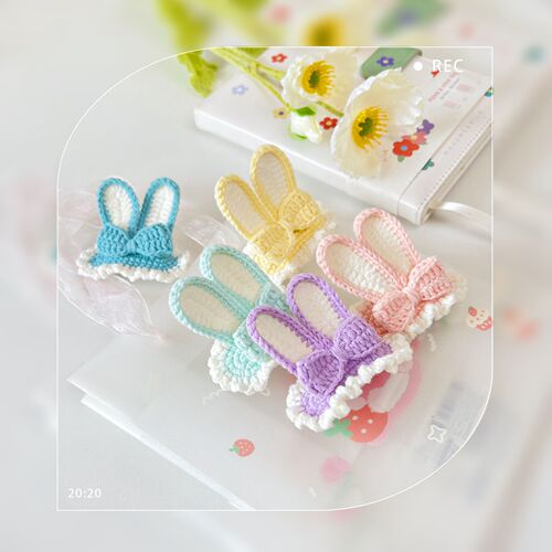 Internet celebrity three-dimensional ears handmade wool crochet children's hairpin Xingdailu cartoon little girl braided hair accessories wholesale