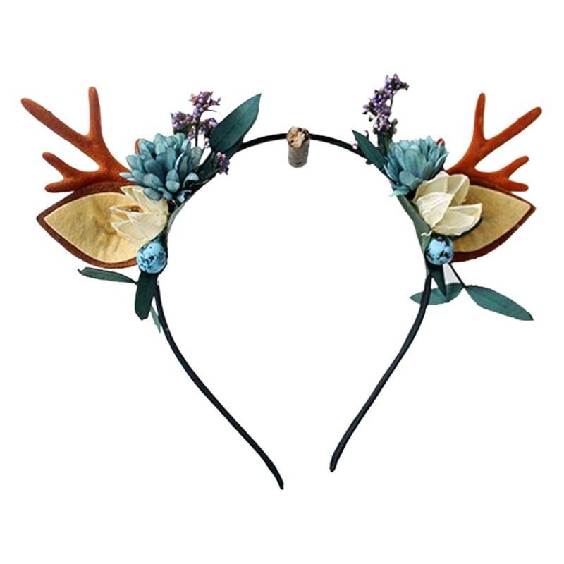 Mori Antler diadema simulación orejas de gato flor Berry horquilla Navidad tocado adulto niños Fotografía diadema
