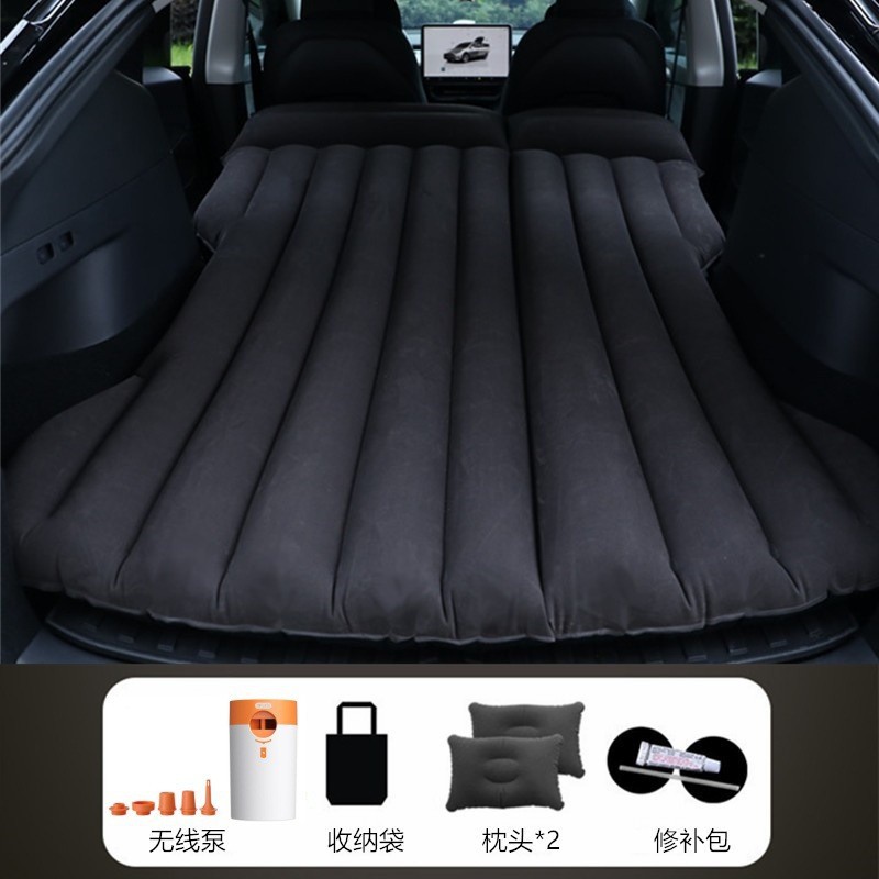 Shiyong – For Tesla Model Vehicle-mounted inflatable bed - black-tesla-model-y-with-round-white-orange-pump