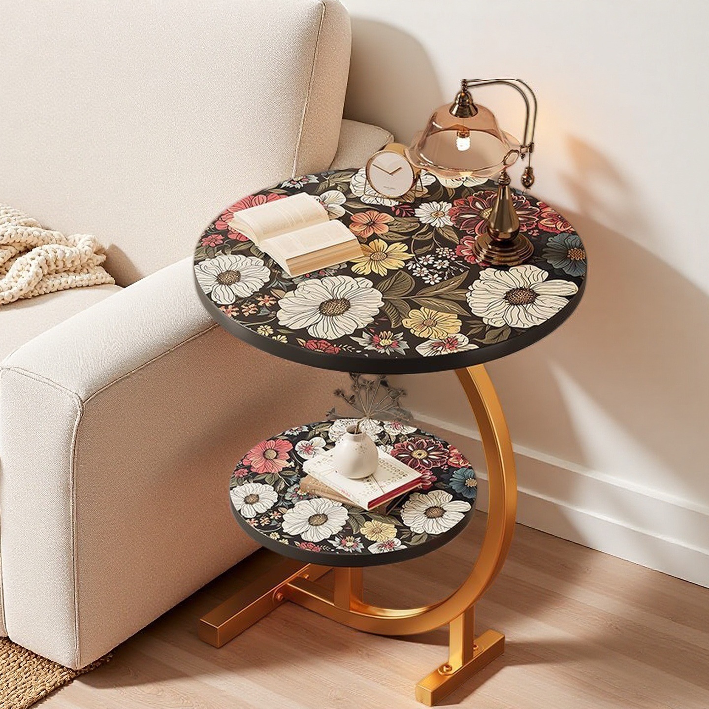 Mesa simple de cabecera de la cama sala de estar mesa de té estante de flores balcón estante de flores dormitorio al lado de la cama sofá