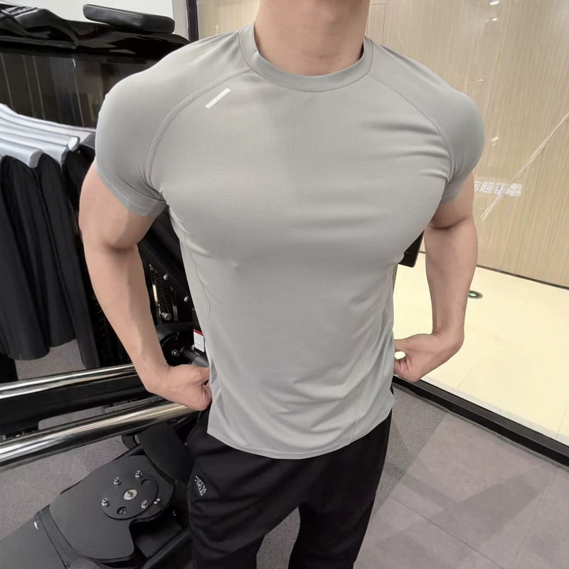 26Ss Four-Needle Six-Thread Fitness Elastic Short-Sleeved T-Shirt Men's Summer Moisture-Absorbent Quick-Drying Lightweight Sports Top 26Ss Four-Needle Six-Thread Fitness Elastic Short-Sleeved T-Shirt Men's Summer Moisture-Absorbent Quick-Drying Lightweight Sports Top