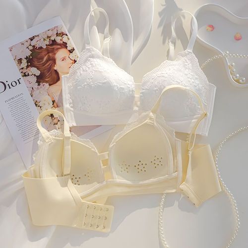 Summer ultra-thin hole cup girl's underwear, breathable, big breasts, small, no steel ring, push-up, traceless, breathable and cool bra