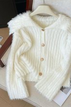 水貂外套气质慵懒毛衣加厚短款针织春夏新款开衫针织衫上衣女