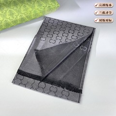 【对柜品质】经典Logo双面黑灰提花羊毛围巾百搭秋冬季高级感披肩
