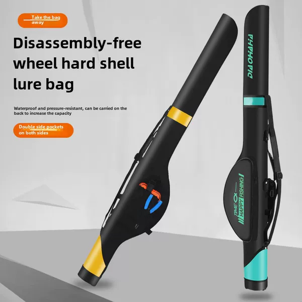 Fishing Hahaolu Ya Fishing Rod Bag Large Capacity Fishing Gear Bag Big Belly Free Wheel Hard Shell Fishing Rod Bag Lightweight Sea Rod Bag