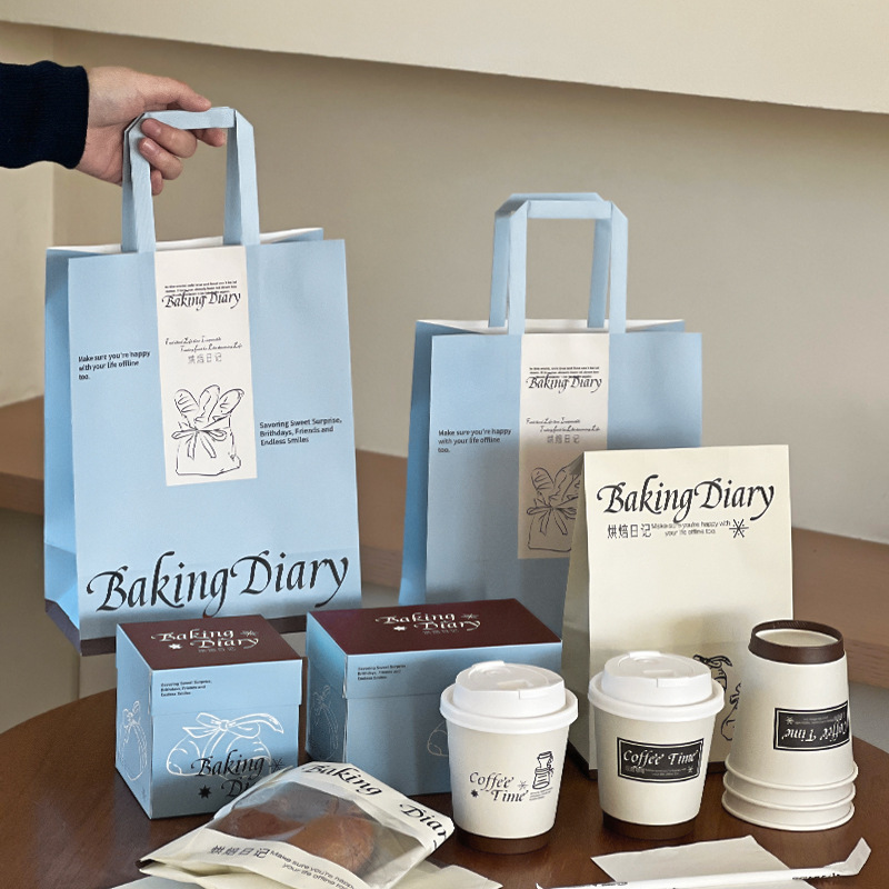 法式奶油风系列烘焙包装商用小蛋糕盒甜品盒子欧包碱水面包打包袋