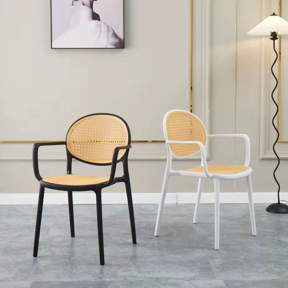 Пластиковый стул из ротанга, подержанный стул из ротанга с подлокотниками, дышащий домашний обеденный стул, коммерческий стул для обеденного стола, уличный табурет