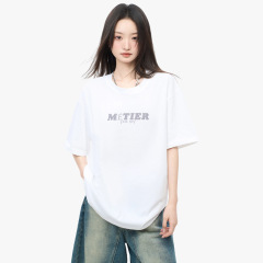 美式潮流小众设计字母立体印花T恤女夏季宽松休闲舒适短袖上衣服