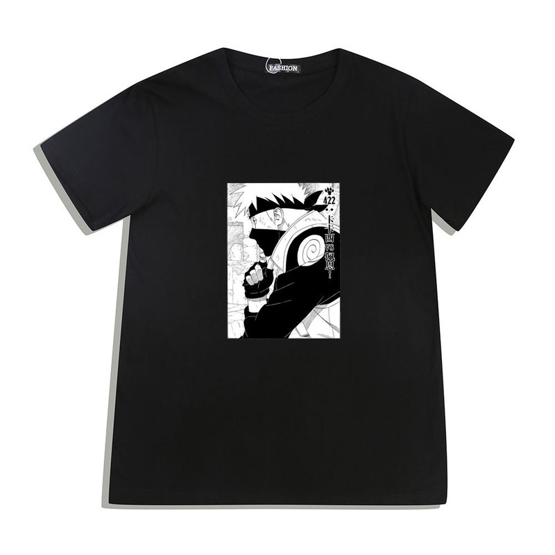 Japanese Anime Short-sleeved T-shirt Summer New Naruto Street Trendy Cotton Kakashi Printed Short-sleeved Clothes