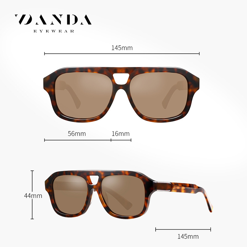 Gafas de sol polarizadas de hoja hechas a mano S32102 Gafas de sol de conducción de doble viga de moda para hombres Gafas de sol de protección solar al aire libre