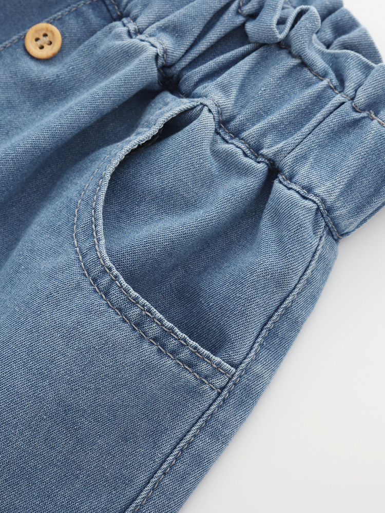 Cross-border malwee jeans de niñas, ropa de verano, nuevos pantalones casuales de cintura elástica, jeans de niñas europeas y americanas