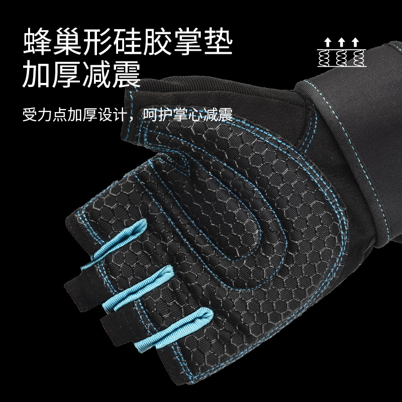 Guantes de gimnasio de medio dedo para hombres al aire libre protección de levantamiento de pesas antideslizante muñeca halteres respirables guantes de bicicleta al por mayor