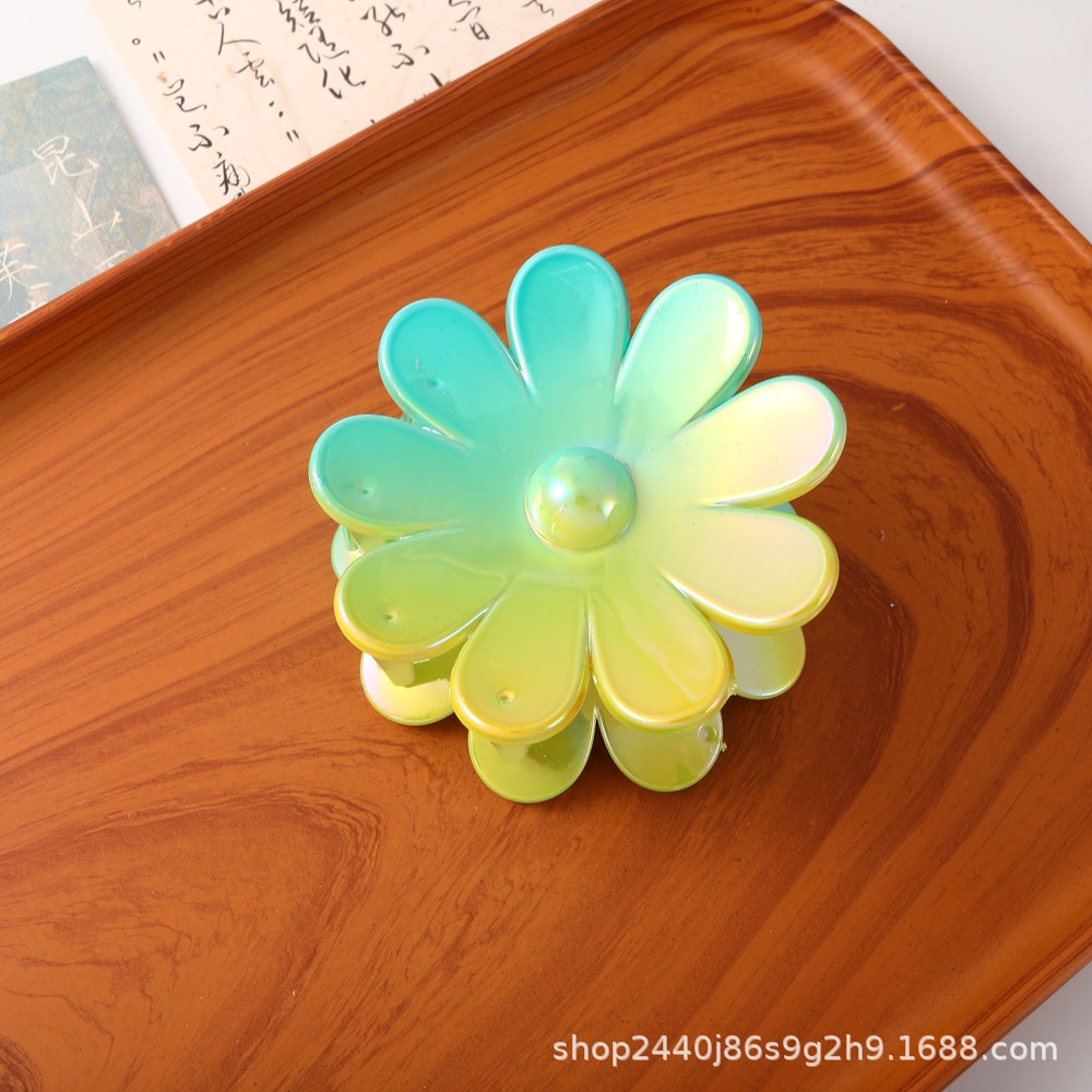 Nuevo color frangipani acrílico pinza para el cabello flor pinza de agarre de alta calidad elegante accesorio para el cabello de mujer pinza de tiburón de agarre lateral