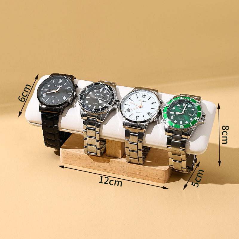 Brazalete de madera mayorista de madera sólida de una sola capa de reloj estante de exhibición pulsera pulsera pulsera tela de lana accesorios estante de almacenamiento