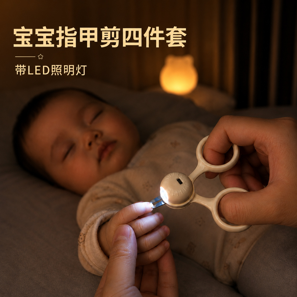 Baby nail clipper set for newborns, specialized for infants, with light, child-safe nail clippers to prevent pinching