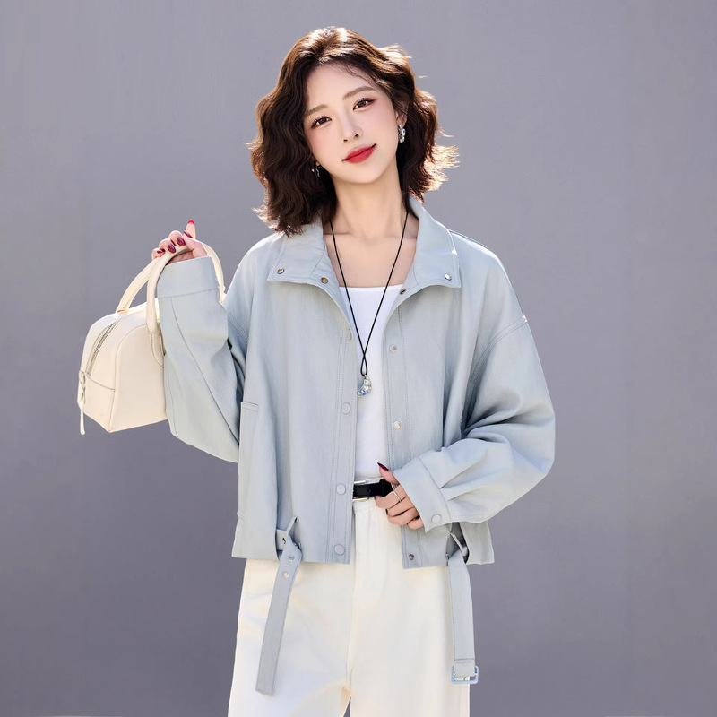 2026 Spring New Short Leather Jacket for Women, Petite, Stylish, Casual, Youthful, Made of Sheepskin