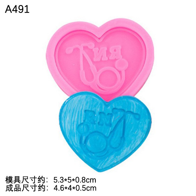 Camisa de bricolaje llavero accesorios colgantes molde amor estetoscopio enfermera ropa estilo llavero molde de pegamento