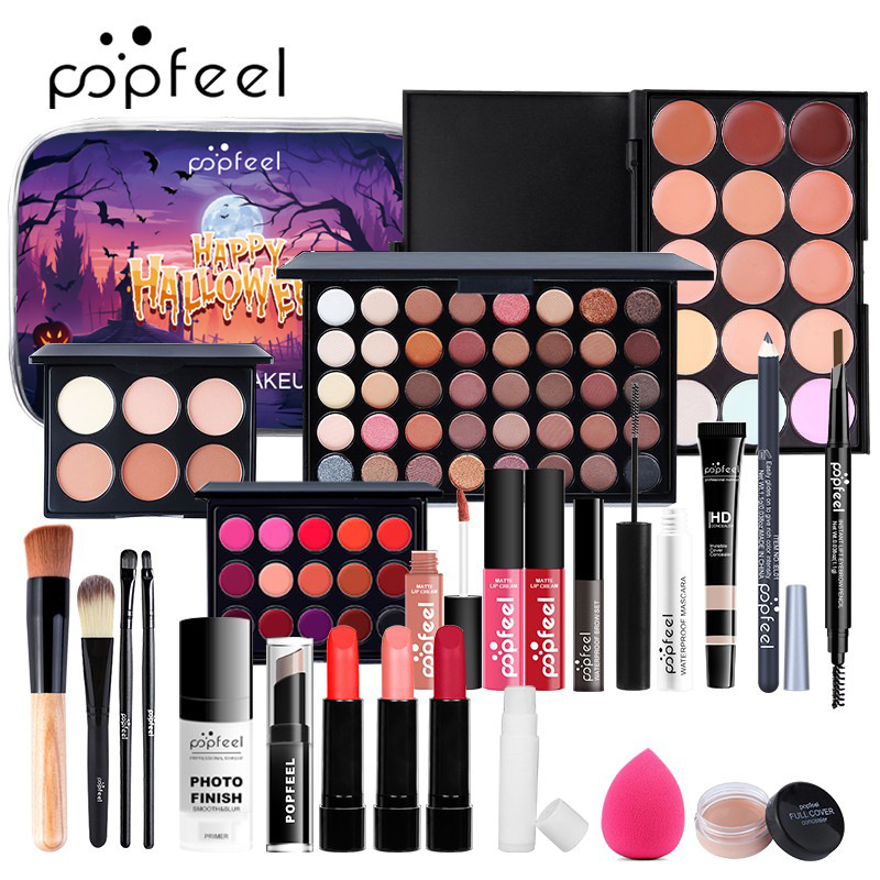 Neues POPFEEL Make-up-Set: Lipgloss, Lidschatten, Rouge, Kontur-Set; Halloween- und Weihnachts-Make-up-Set_voghion.com