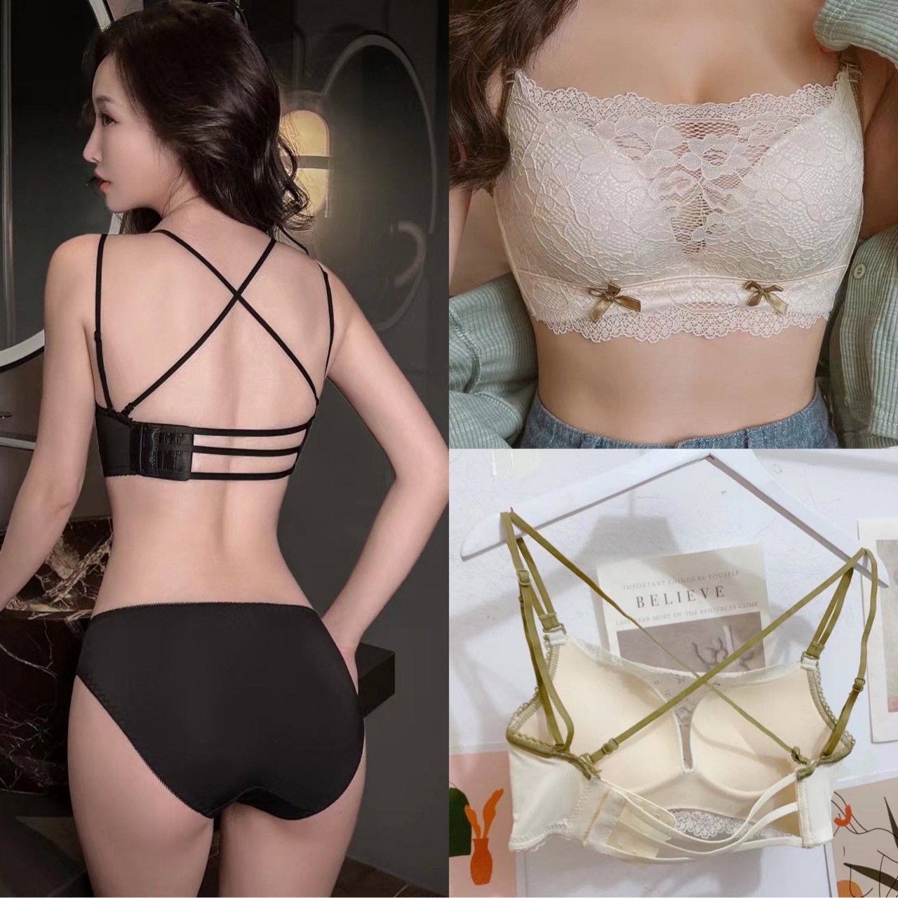 8246 tubo de encaje superior inalámbrico de moda simple encaje anti-exposición belleza espalda Sujetador push up conjunto de ropa interior