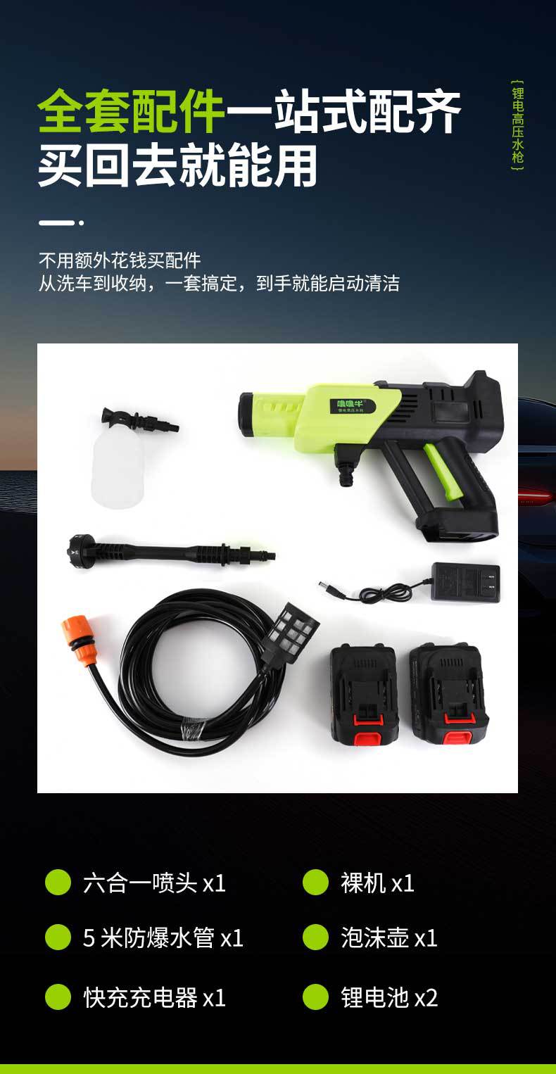 Customized [New Double-Pin] Cordless Car Washer Portable High-Pressure Water Gun with Lithium Battery for Home Car Washing