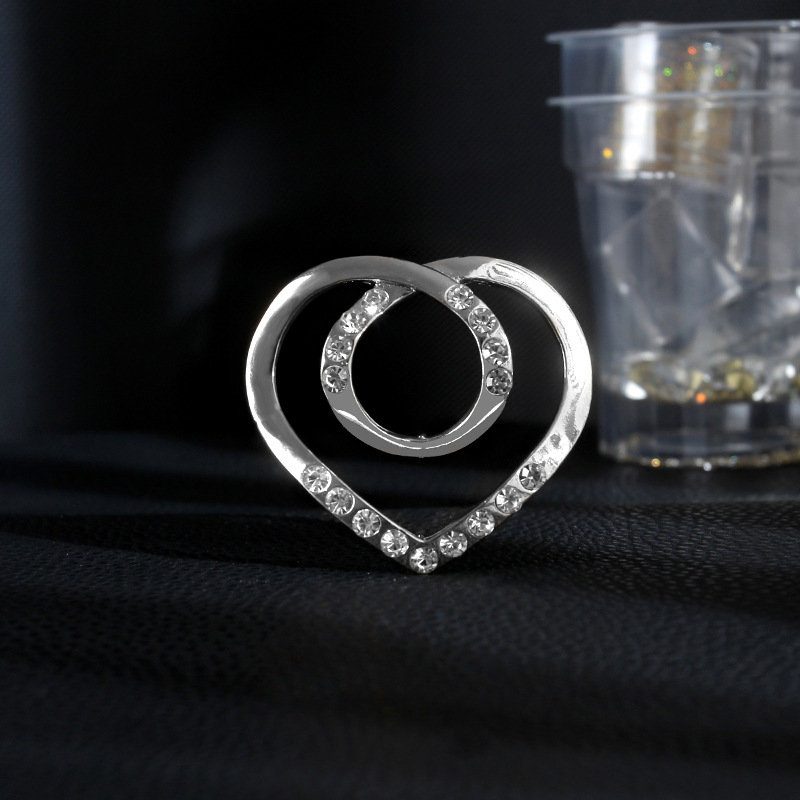 Love scarf buckle peach heart corner buckle waist magic hem clothes decoration rhinestone simple knot button shirt collar_voghion.com