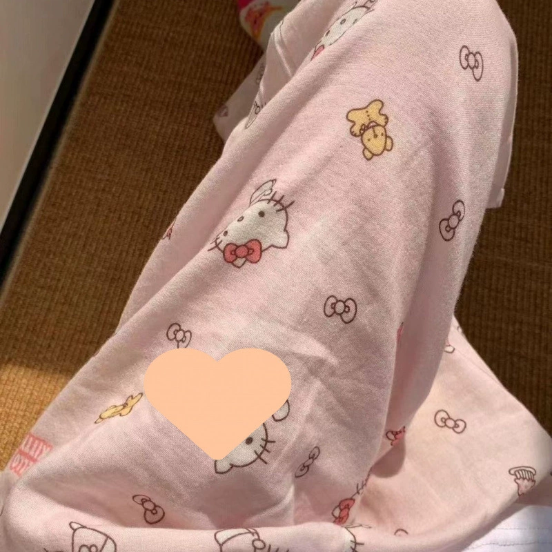 Симпатичные розовые пижамы Hello Kitty с принтом весной и осенью дамы мягкие свободные повседневные брюки домашние брюки пижака женщина