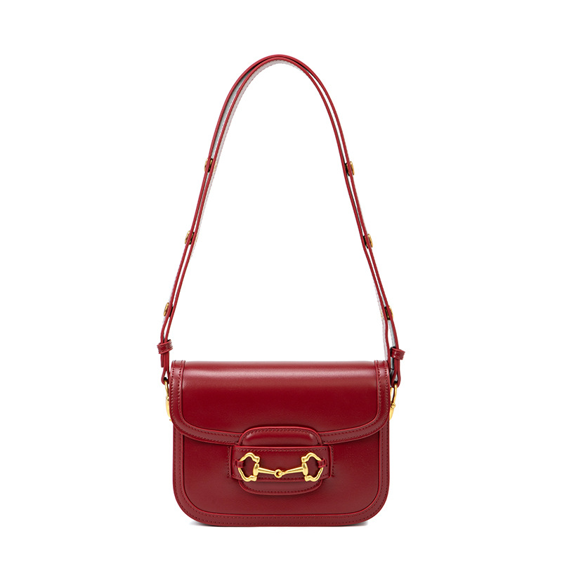 Women's Genuine Leather Bag 2026 New Fashion Versatile Underarm Bag 1955 Saddle Bag Single Shoulder Crossbody Bit Bag - Thumbnail 5