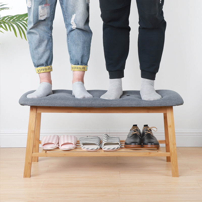Cambio de zapatos taburete puerta hogar zapato gabinete asiento taburete casa integrada bolsa suave cojín puerta desgaste zapatos entrada puede sentarse estante del zapato