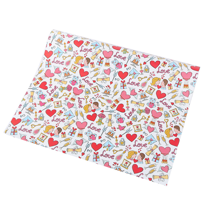 Papel de regalo para comercio exterior transfronterizo, papel de embalaje impreso para días festivos, San Valentín, Año Nuevo, venta al por mayor, estilo pintado a mano