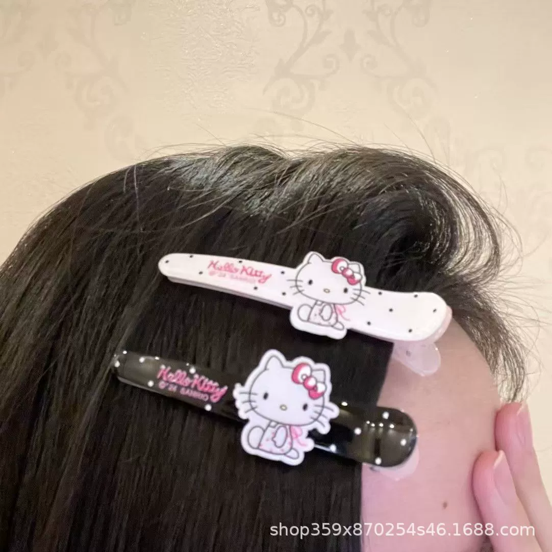 Яркая клипса для волос Sanrio KT острый рот милый боковой зажим черно-белая волна точка · древняя ранняя котенка клип для челки