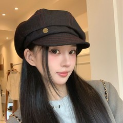 贝雷帽女2025新款春夏款大头围显脸小韩系南瓜画家帽秋冬八角帽子