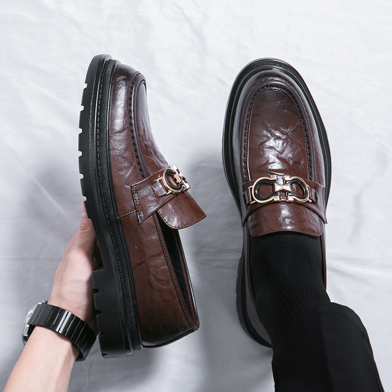 Hombres de negocios ropa formal primavera y otoño británico transpirable suela suave de cuero para trabajar zapatos de ropa formal zapatos de cuero casuales zapatos de Lefour hombre image 3