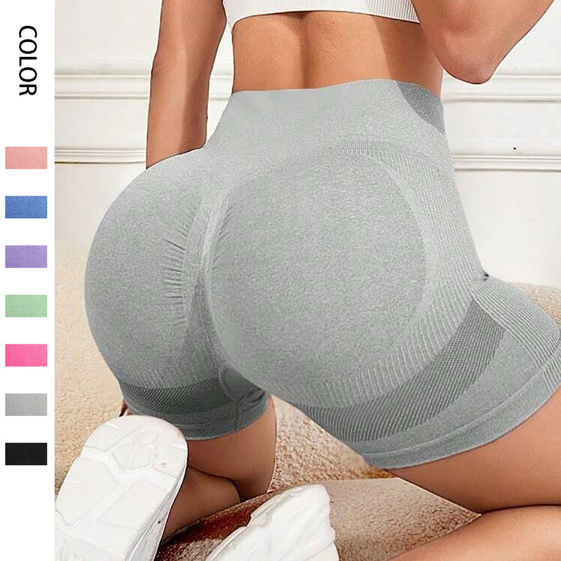 New cross-border European and American seamless high waist hip lifting yoga shorts Peach Hip tight sports fitness three-point shorts for women