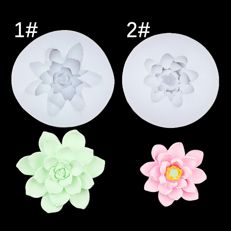 Molde de silicona carnosa de loto tridimensional, postre de chocolate, aromaterapia, vela de coche, decoración de yeso, molde decorativo