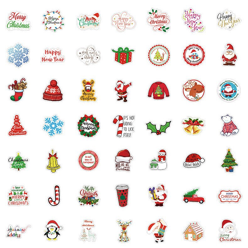 50 nueva Navidad graffiti pegatinas coche teléfono móvil hervidor pegatinas decorativas impermeable diario pegatinas al por mayor