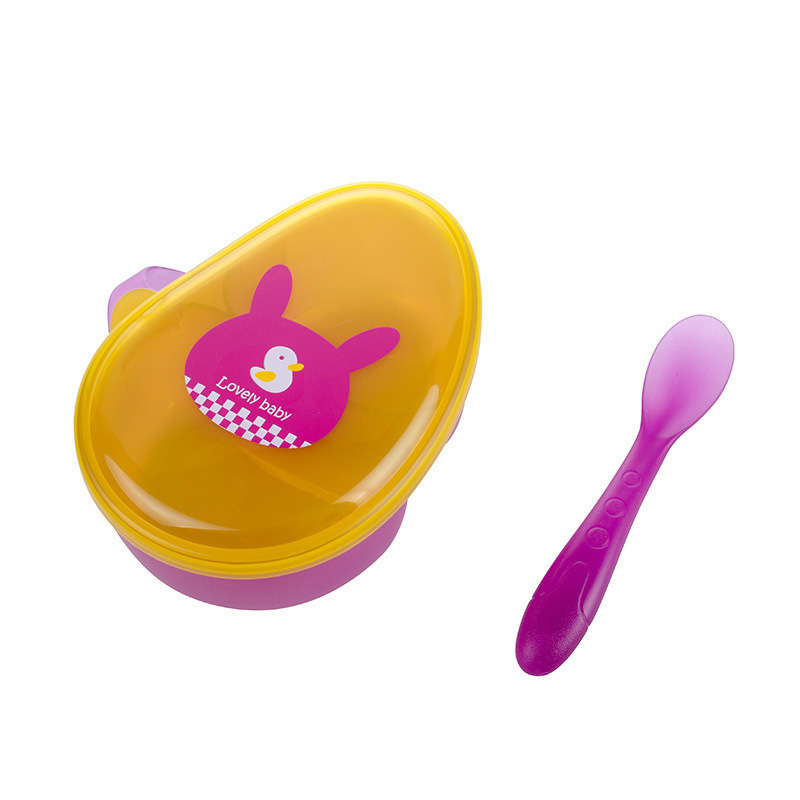 보완 식품 상자 + 숟가락 SKU 노란색 보라색 오리 토끼