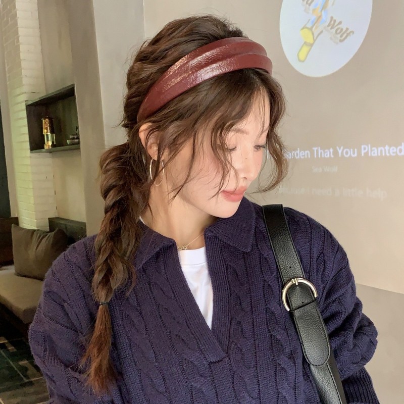 2025新款高级感洋气时尚皮质发箍高颅顶神器女头箍压发卡发捆头饰|undefined