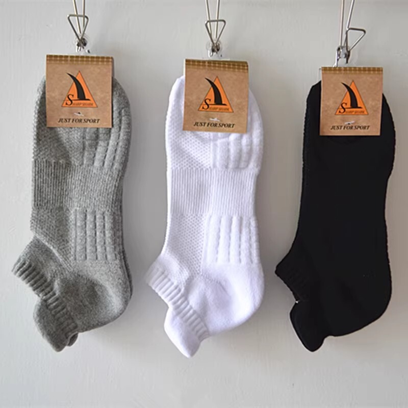 [Pure cotton towel bottom] Men's sports ankle socks Terry sweat-absorbent non-slip running socks anti-friction socks for women