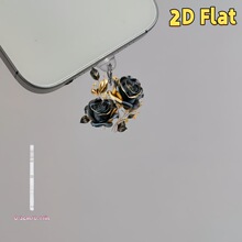 2D flat 1件 迷人的黑色玫瑰 亚克力手机防尘塞 /Type