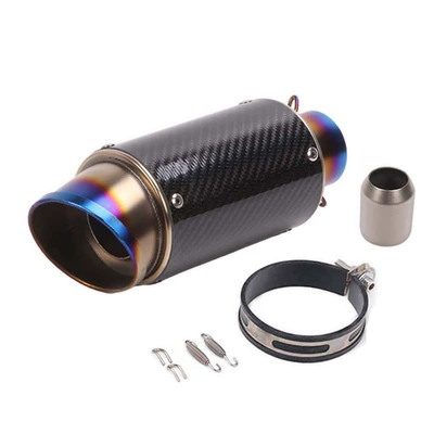 Motorcycle modified semi-blue oblique exhaust pipe straight carbon fiber exhaust pipe ZX4RR/RC390/Z800 (Motorcycle exhaust pipe) - a-51mm