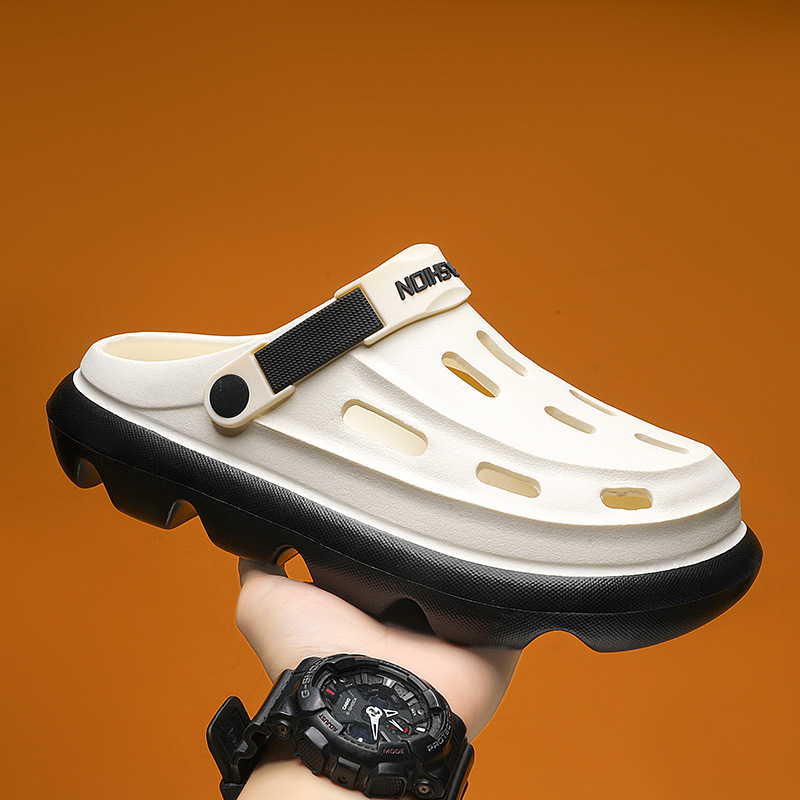 Sandalias de verano para hombre, resistente al desgaste, sentido de la caca, zapatos deportivos con agujeros de conducción, sandalias de playa antideslizantes de fondo grueso de dos desgaste