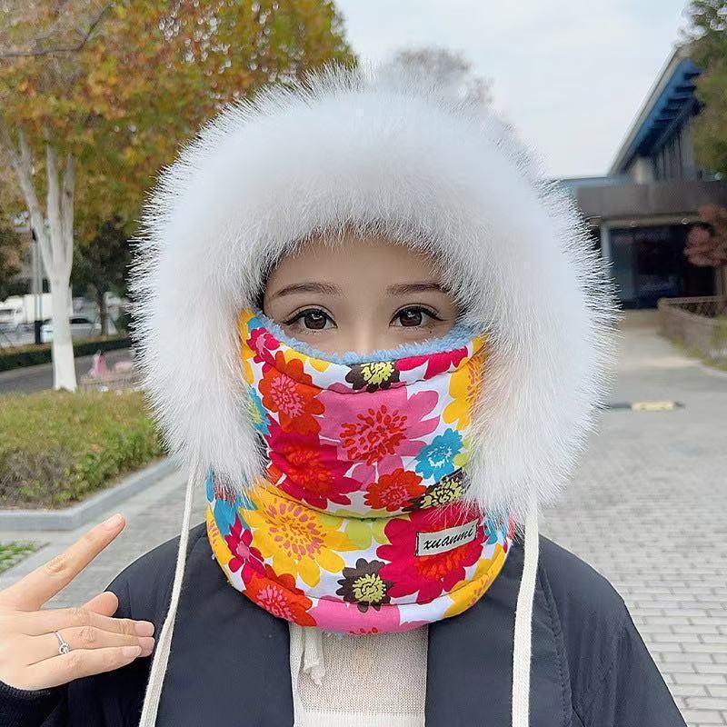 Invierno engrosado gorra de tormenta de moda para hombres y mujeres a prueba de viento cálido gorra de ciclismo de orejas esponjosa cadena gorra de vuelo de algodón